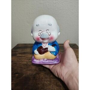 1970s Japanese Grandpa Ceramic Coin Bank Figure